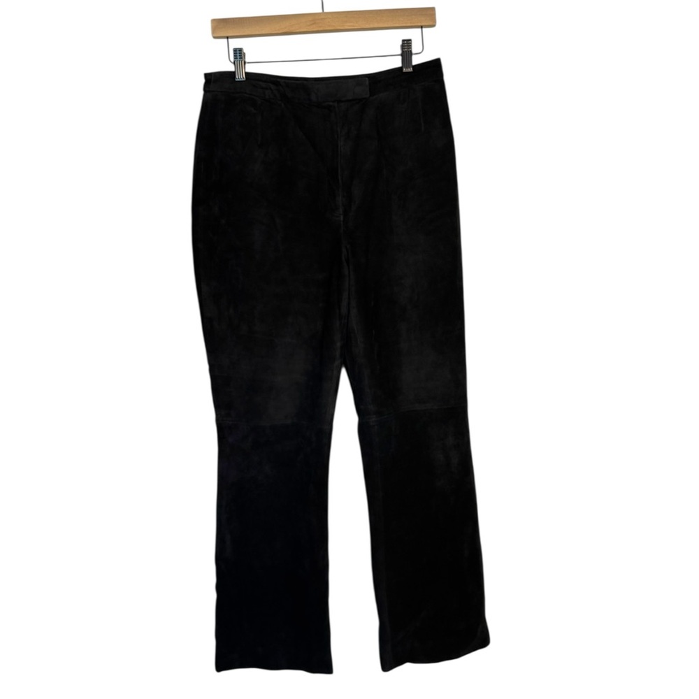 Valerie Stevens Black Suede Leather Wide Leg Pants Womens 12 Petite